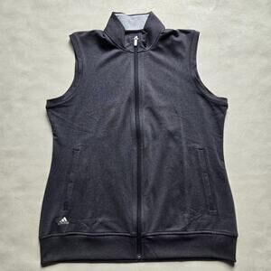 Adidas A272 Womens Golf Club Vest Size Large Full Zip Packets Ribbed Bottom Gray